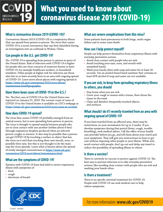 COVID-19 CDE Info. 